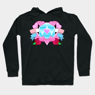 DiceHeart - Trans Banner, Light Blue Dice Hoodie